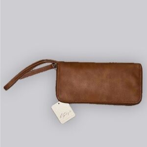Free People Brown Leather Wristlet